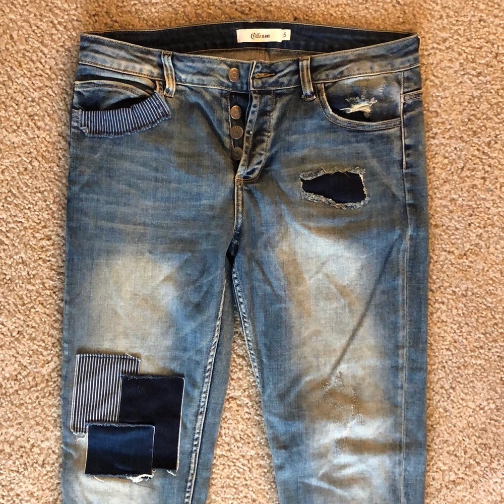 Cello Patchwork Boyfriend Button Fly Jean - image 3